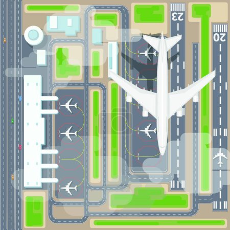 Ilustración de Aeropuerto pistas de aterrizaje vista superior - Imagen libre de derechos