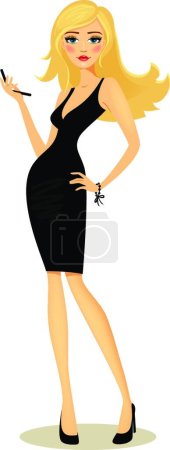 Illustration for Glamorous blond girl holding a mobile phone - Royalty Free Image