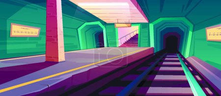 Téléchargez les illustrations : Station de métro, quai de métro vide - en licence libre de droit