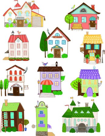 Ilustración de Surtido lindo casas colección vector moderno ilustración - Imagen libre de derechos