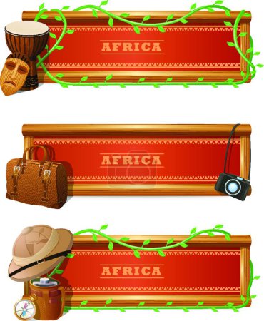 Téléchargez les illustrations : Illustration vectorielle de set de bannière africaine - en licence libre de droit