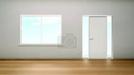 Illustration for Hallway interior window and door with glass panels - Royalty Free Image