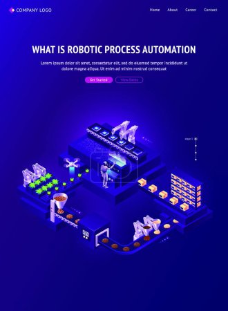 Illustration for Automation technologies isometric landing page - Royalty Free Image