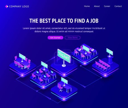 Illustration for Find job, hiring agency, isometric vacant places - Royalty Free Image