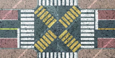 Illustration for Zebra, road intersection, city crosswalk, top view - Royalty Free Image