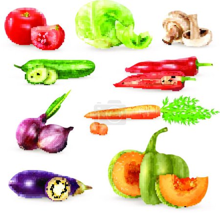 Téléchargez les illustrations : Légumes Icônes décoratives Collection - en licence libre de droit