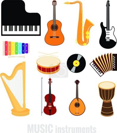 Illustration for Music instruments vector illustration - Royalty Free Image