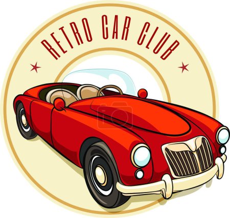 Ilustración de Retro coche etiqueta vector ilustración - Imagen libre de derechos
