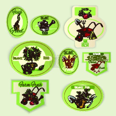 Illustration for Vegetable Gardening Emblems vector illustration - Royalty Free Image