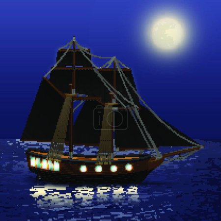Illustration for Night Sea Background vector illustration - Royalty Free Image