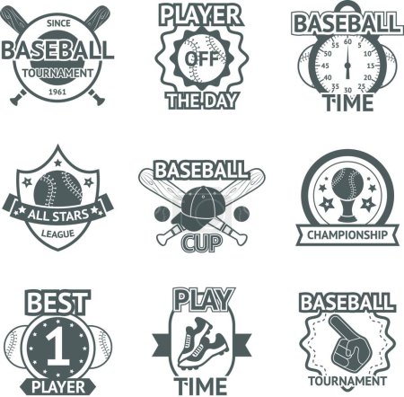 Ilustración de Béisbol emblemas conjunto vector ilustración - Imagen libre de derechos