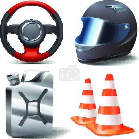 Téléchargez les illustrations : Illustration vectorielle Car Racing Set - en licence libre de droit