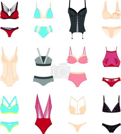 Illustration for Woman Underclothes Set vector illustration - Royalty Free Image