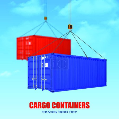Téléchargez les illustrations : Cargo Container Affiche, illustration vectorielle colorée - en licence libre de droit
