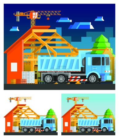 Illustration for Construction Compositions Set  vector illustration - Royalty Free Image