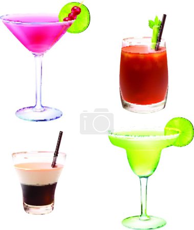 Illustration for Cocktail realistic set vector illustration - Royalty Free Image