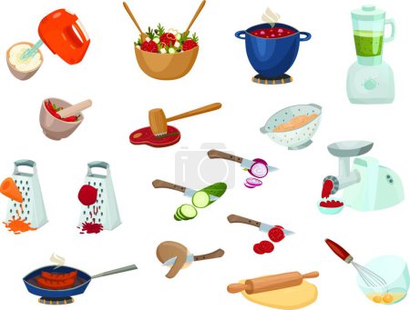Ilustración de Conjunto de proceso de cocina, ilustración vectorial - Imagen libre de derechos