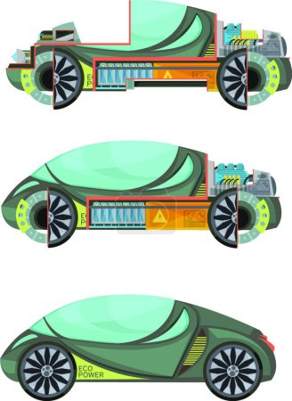 Illustration for Electro Cars Set vector illustration - Royalty Free Image