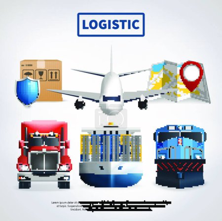 Illustration for Colored Logistic Poster modern vector illustration - Royalty Free Image