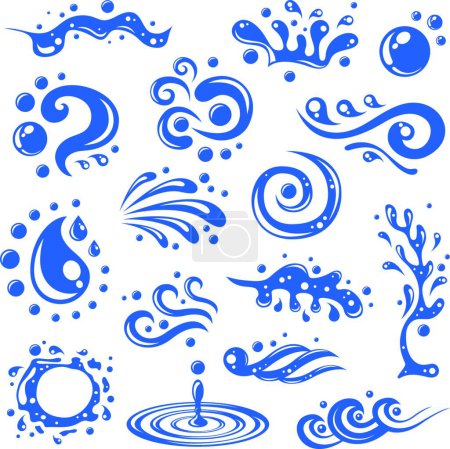 Illustration for Water splashes icons vector illustration - Royalty Free Image