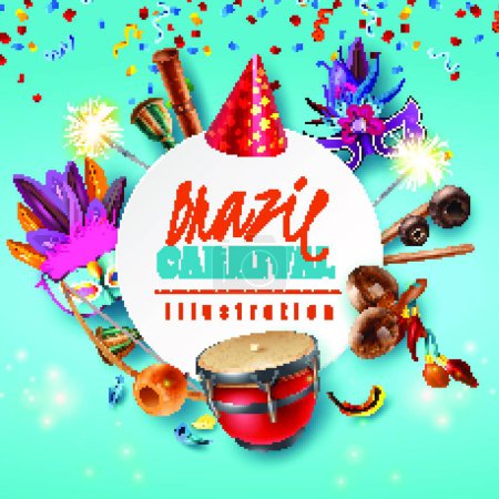 Illustration for Illustration of the Brazil Carnaval Frame - Royalty Free Image