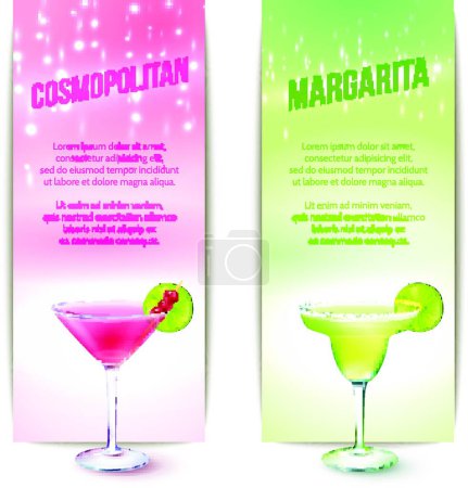 Illustration for Cocktails banner set vector illustration - Royalty Free Image