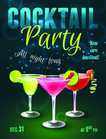 Illustration for Cocktail party poster vector illustration - Royalty Free Image