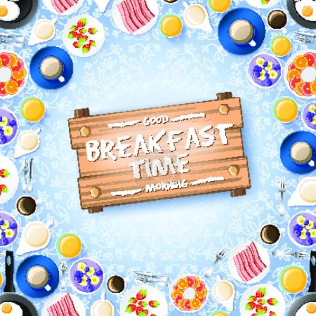 Téléchargez les illustrations : Illustration vectorielle du concept de petit déjeuner coloré - en licence libre de droit