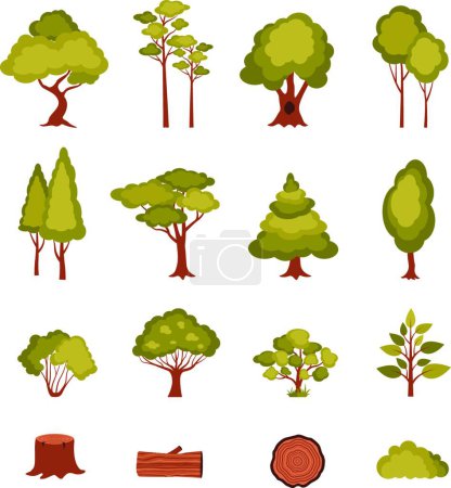 Téléchargez les illustrations : Eléments forestiers Illustration vectorielle - en licence libre de droit