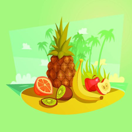 Illustration for Fruit Cartoon Concept vector illustration - Royalty Free Image