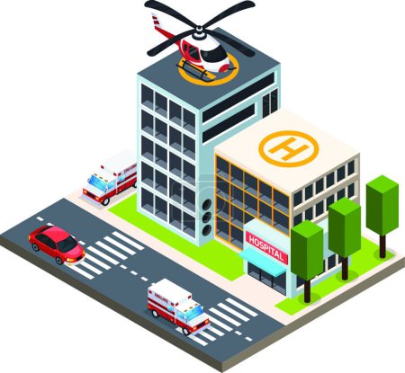 Illustration for Emergency Isometric Composition  vector illustration - Royalty Free Image