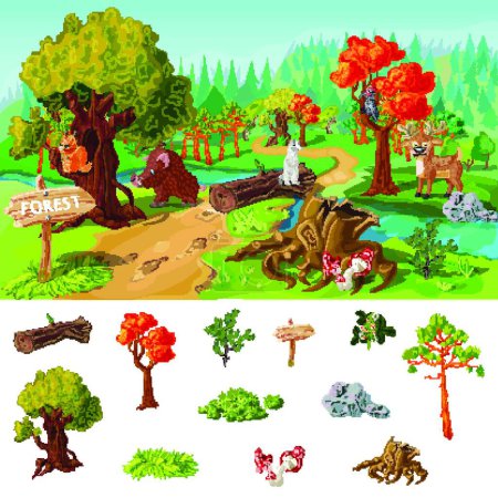 Illustration for Forest Elements Concept vector illustration - Royalty Free Image