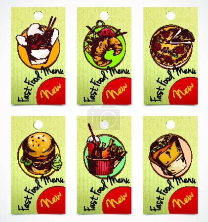 Téléchargez les illustrations : Illustration vectorielle des étiquettes Fast Food - en licence libre de droit