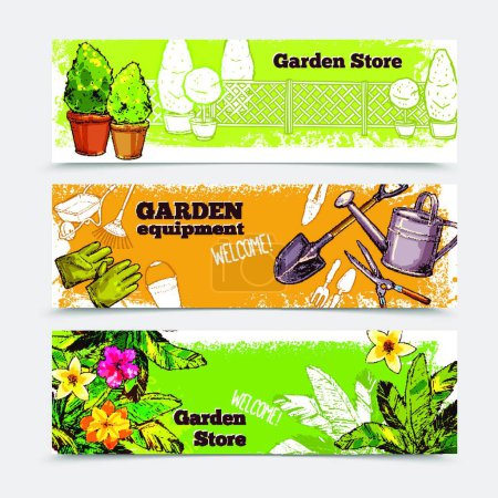 Illustration for Garden Banner Set, vector illustration - Royalty Free Image