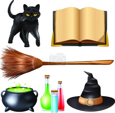 Téléchargez les illustrations : "Halloween Magic Set illustration vectorielle" - en licence libre de droit