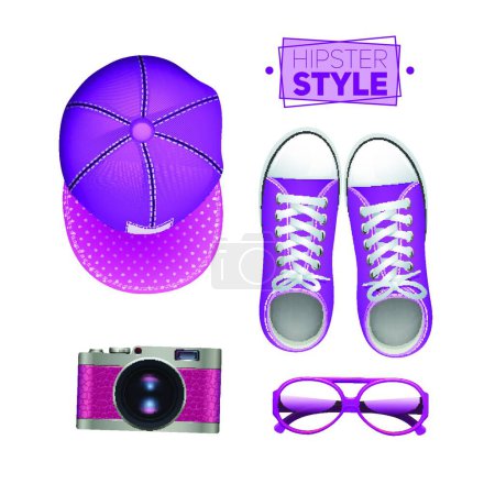 Illustration for Gumshoes Hipster Set, vector illustration - Royalty Free Image