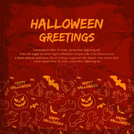 Téléchargez les illustrations : Carte de vœux halloween, illustration vectorielle - en licence libre de droit