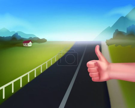 Téléchargez les illustrations : Illustration de la Main de l'auto-stop - en licence libre de droit