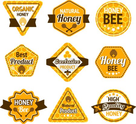 Illustration for Honey labels set vector illustration - Royalty Free Image