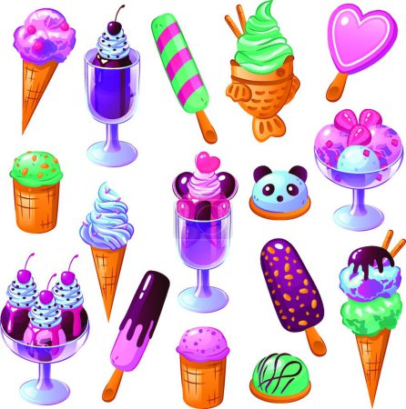 Illustration for Set of ice cream icon, vector illustration - Royalty Free Image