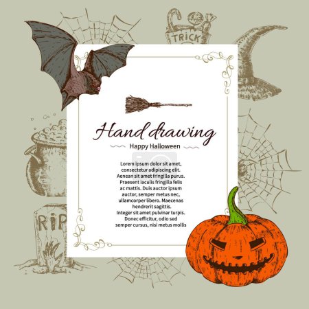 Téléchargez les illustrations : Illustration vectorielle du modèle de lettre Halloween - en licence libre de droit