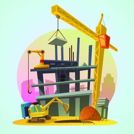 Illustration for House construction cartoon vector illustration - Royalty Free Image