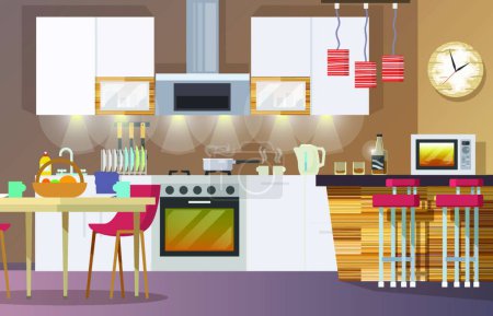 Ilustración de Cocina interior plana vector ilustración - Imagen libre de derechos