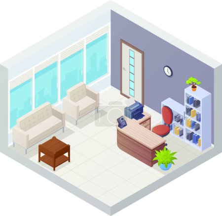 Illustration for Isometric Office Interior vector illustration - Royalty Free Image