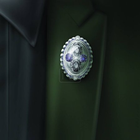 Illustration for Illustration of the Vector silver brooch - Royalty Free Image