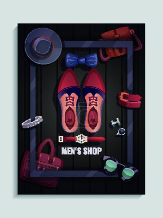 Illustration for Men Accessories Poster, colorful vector illustration - Royalty Free Image