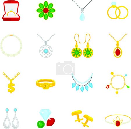 Téléchargez les illustrations : Jewelry flat icons set - en licence libre de droit