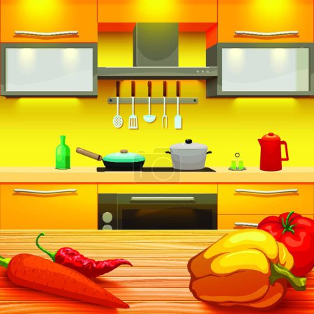 Téléchargez les illustrations : Table de cuisine, illustration vectorielle colorée - en licence libre de droit