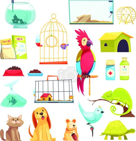 Ilustración de Tienda de mascotas Set vector ilustración - Imagen libre de derechos