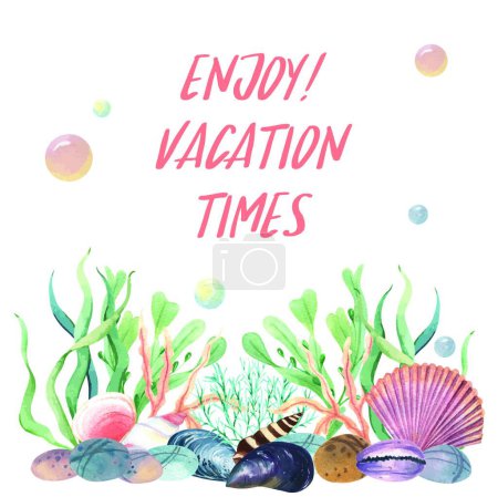 Illustration for Summer vacation underwater vector illustration - Royalty Free Image